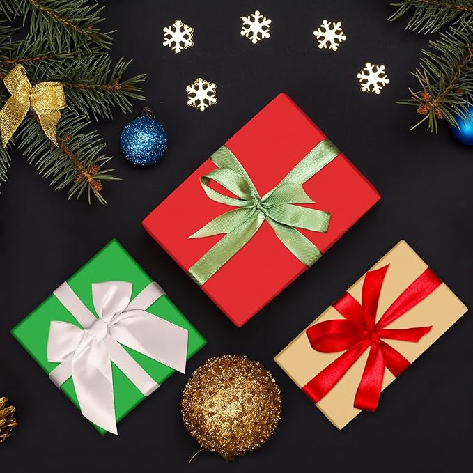 NEBURORA 100 Sheets Christmas Tissue Paper Red Green Silver Golden Gift Wrapping Tissue Paper for Holiday Gift Crafts Bags and Party Decorations