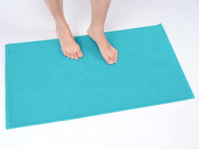 Cotton Paradise 100% Cotton Turkish Bathmat Rug, Soft Absorbent Quick Dry Non Slip, 20x34 Bathmat Rug, Turquoise