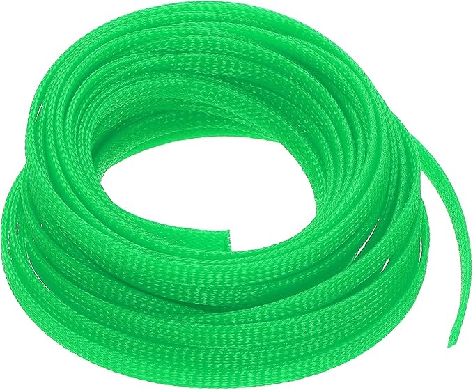 uxcell PET Expandable Sleeving 25ft 1/4" Green Cable Management Sleeve Cord Organizer for Wrap Protect Cable