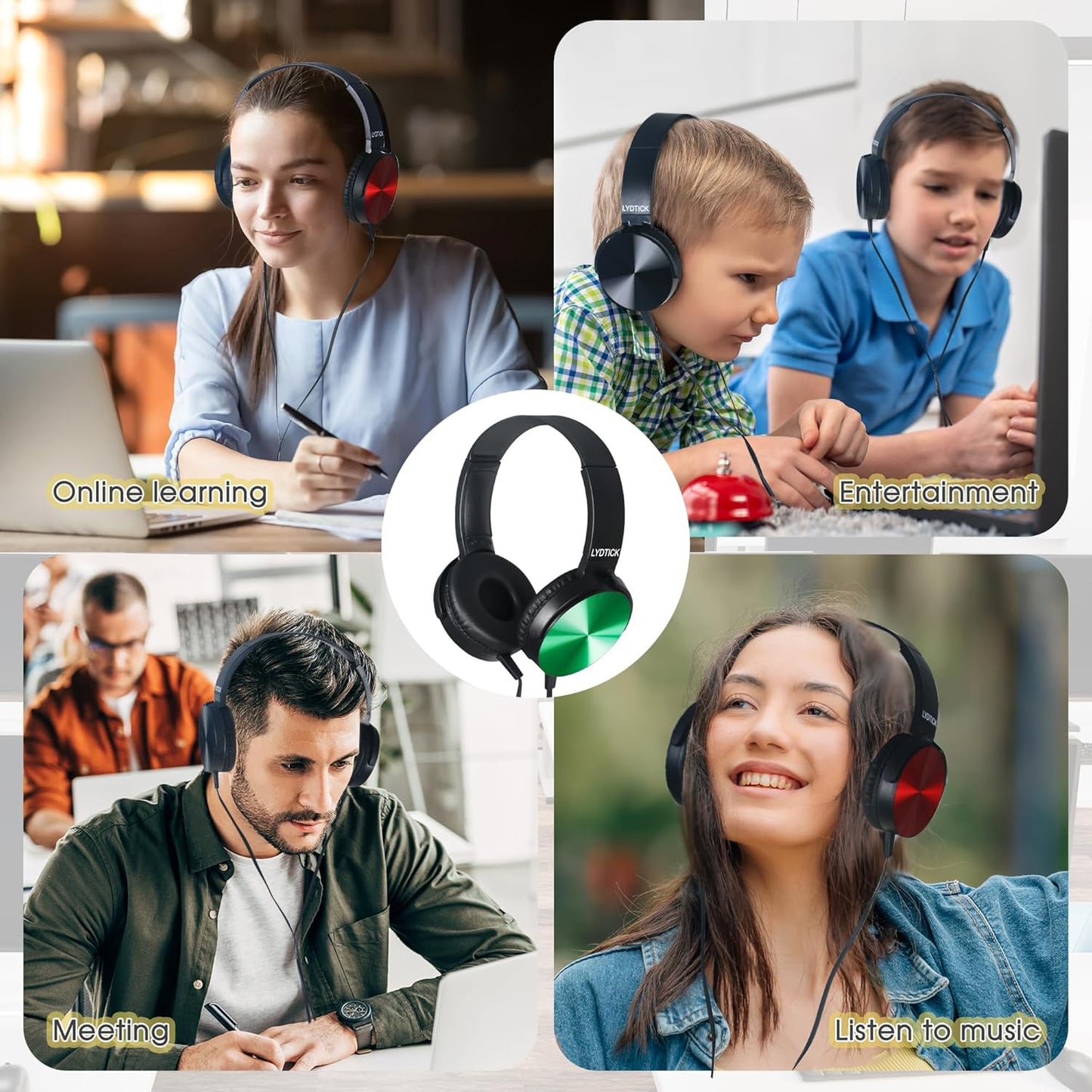 Skiennix Kids Headphones - Over-Ear Wired Design for Classroom Use | 10-Pack Multicolor Set