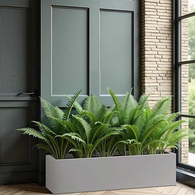 Casaphoriar Metal Planter Box 36"x9"x9", Rectangular Planter and Drainage Holes, Perfect for Outdoor Patio and Balcony Decor, Grey