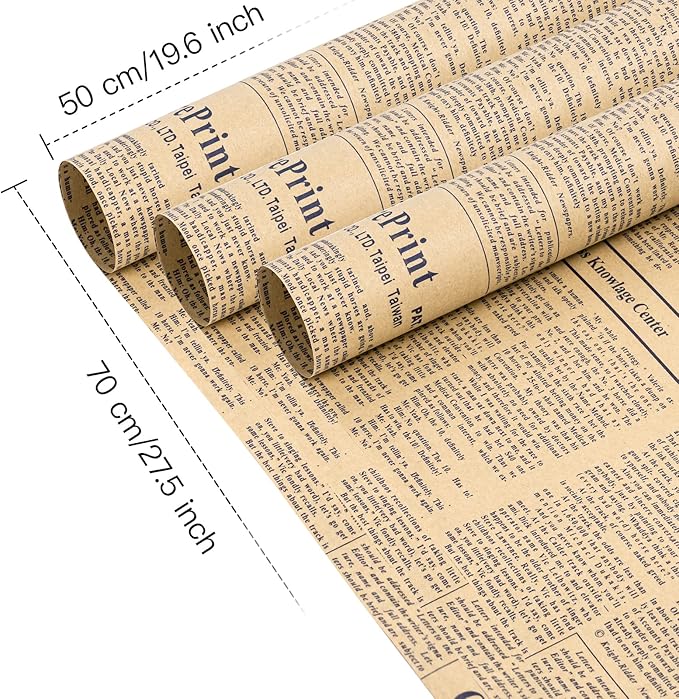 WRAPAHOLIC 20 Sheets Kraft Flower Wrapping Paper - 19.6 x 27.5 inch Retro Blue Lettering Floral Bouquet Wrapping, Florist Supplies Packaging Paper for Wedding Birthday Gift DIY