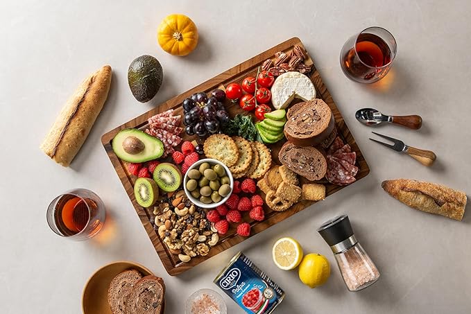 Walnut Wood Cutting Board for Kitchen, End Grain Chopping Board with Juice Groove, Heavy Duty Checkered Board for Cheese and Vegetables, Non-slip Feet 16.5" x 11.6" x 0.8"