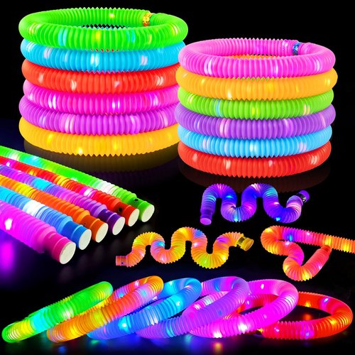 Glow Sticks | Camping Essentials for Kids - 6 PCS LED Light-Up Tube Wands & Bracelets for Summer Fun