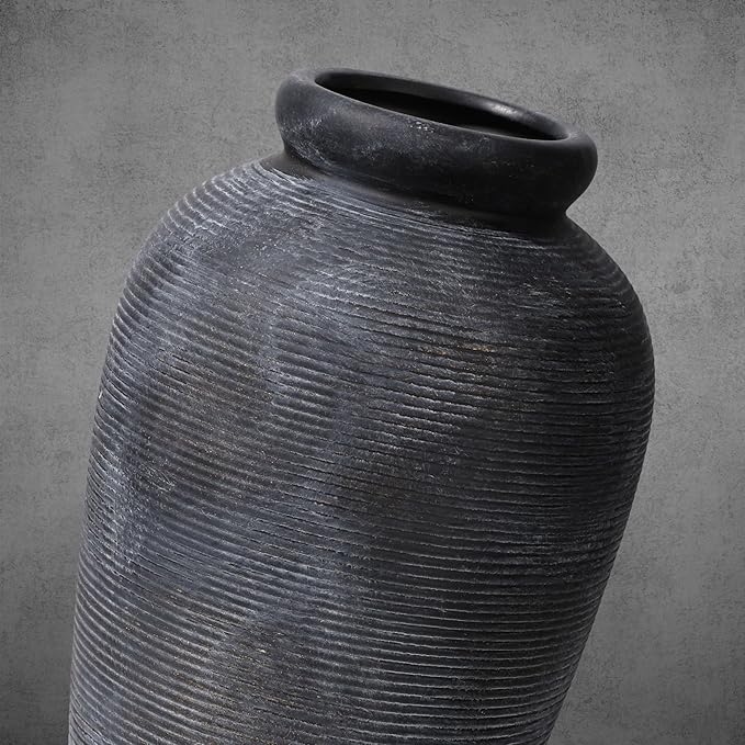 Large Ceramic Rustic Vase, 11 inch Farmhouse Flowers Tall Vase Vintage Texture Pottery Floor for Indoor Table, Centerpieces, Living Room Home Decor, Bronze