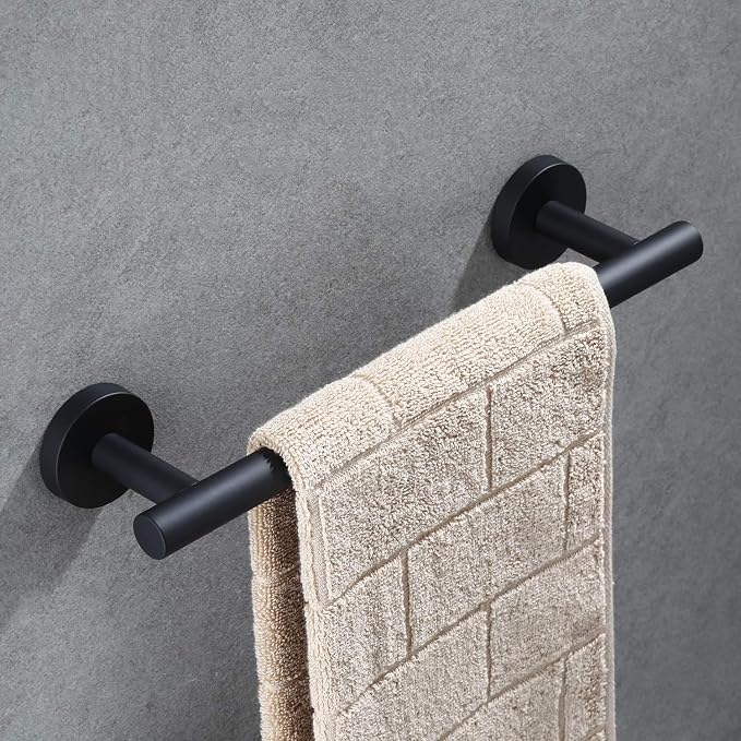 USHOWER Matte Black Hand Towel Bar, 9-Inch Towel Racks for Bathroom Wall-Mounted, SUS304 Stainless Steel Towel Rod (Total Length 11-Inch)