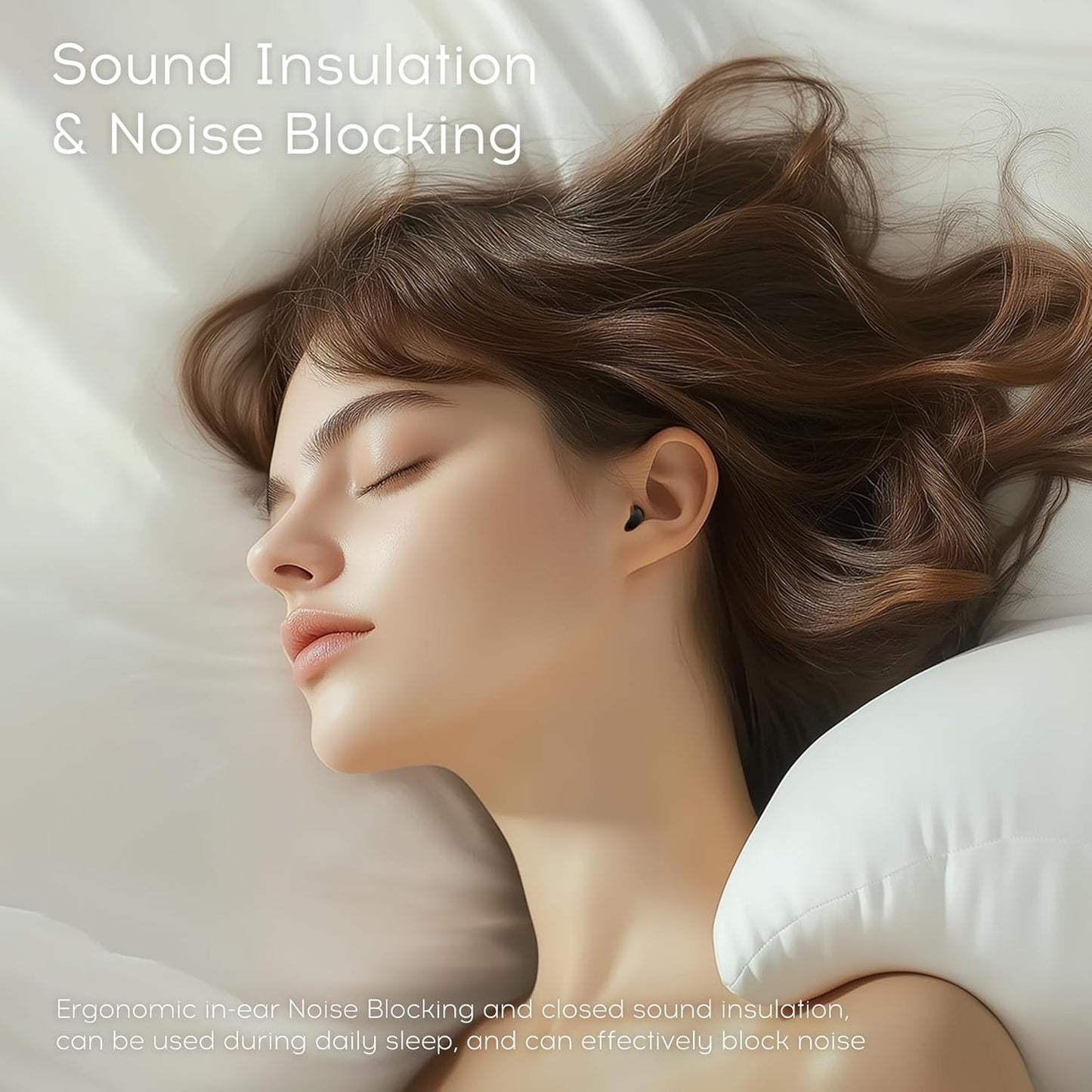 Sunvito Sleep Earbuds - Bluetooth 6.0 Noise-Blocking Headphones for Side Sleepers | Mini Invisible Design (Black)