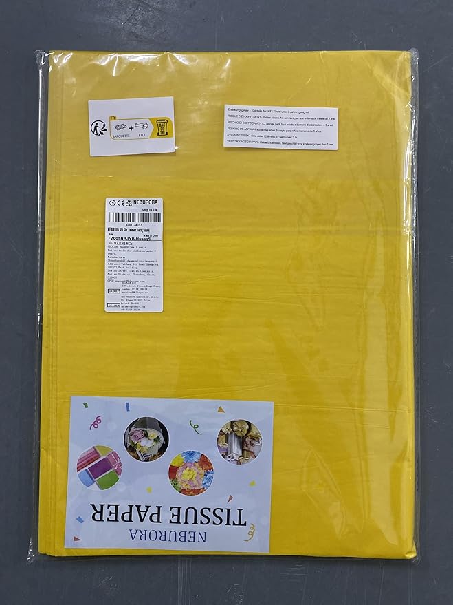 NEBURORA 120 Sheets Yellow Tissue Paper - 14 x 20 Inches Wrapping Tissue Paper Bulk - Yellow Wrap Paper Sheets for Gift Bags, Packaging, Floral Filler, Birthday, Baby Shower, Sunflower Decor