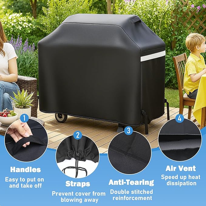 55 Inch Grill Cover-Universal BBQ Gas Cover for Outdoor Gas Grills, fit Charbroil Performance CB1250011P6 Nexgrill Grills 2-4 Burner, for Weber Spirit II 200 & 300, for Dyna-Glo Brinkmann Kenmore