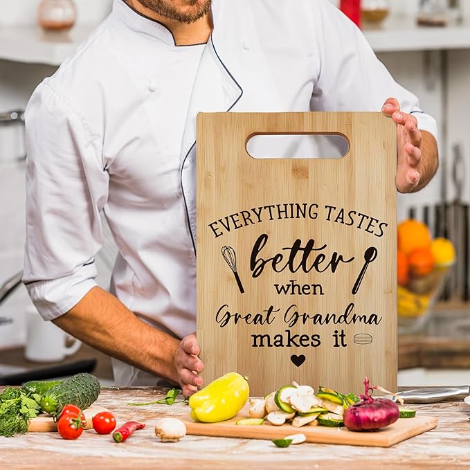 Great Grandma Gifts Cutting Board, Mother's Day Kitchen Gifts for Mom from Daughters Sons Kids, Great Grandma Decorative Bamboo Cutting Board For Kitchen
