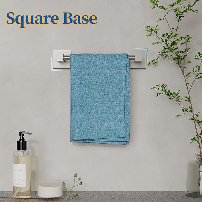 RUACQ Hand Towel Holder, 9 Inch Hand Towel Bar for Bathroom Wall Mounted, 304 Stainless Steel Towel Rack with Square Base(Brushed Nickel)