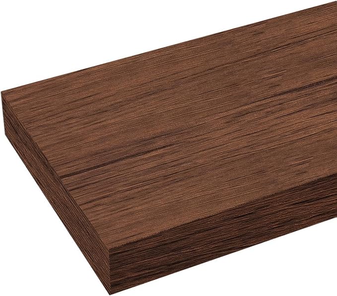 Walnut Floating Shelves for Wall Set of 2, 11.8 Inch Small Wood Wall Shelves for Bathroom Over Toilet, Bedroom & Home Office Storage, Wall Mounted Shelves for Books, Decor & Small Plants