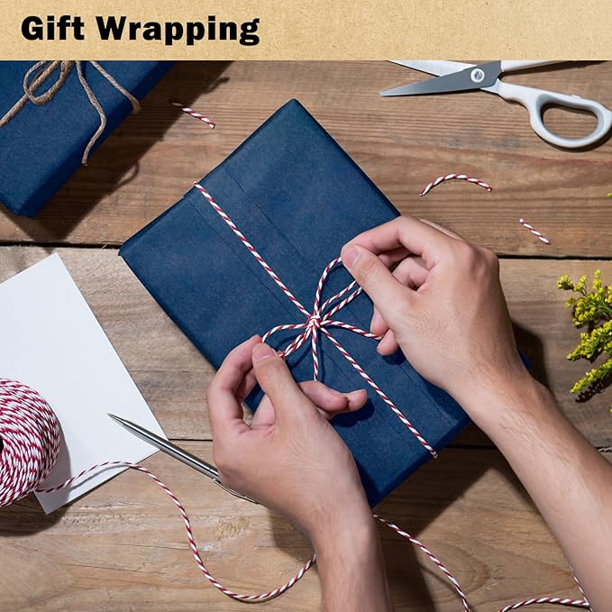 RUSPEPA Navy Blue Kraft Wrapping Paper Roll, 17.5"x 393"(32.8'), Recyclable Blue Art Gift Wrap Paper for Birthday Gift Wrapping, Table Covering, DIY Crafting, Fathers Day Bouquet Flower, 80GSM