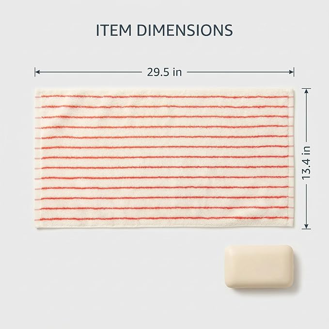Striped Towels for Bathroom, 6 Pack Bath Hand Towels 100% Cotton Absorbent Quick Dry Face Towels for Bathroom Showering & Guest & Men and Women, 13” x 29”, Red and White Stripe
