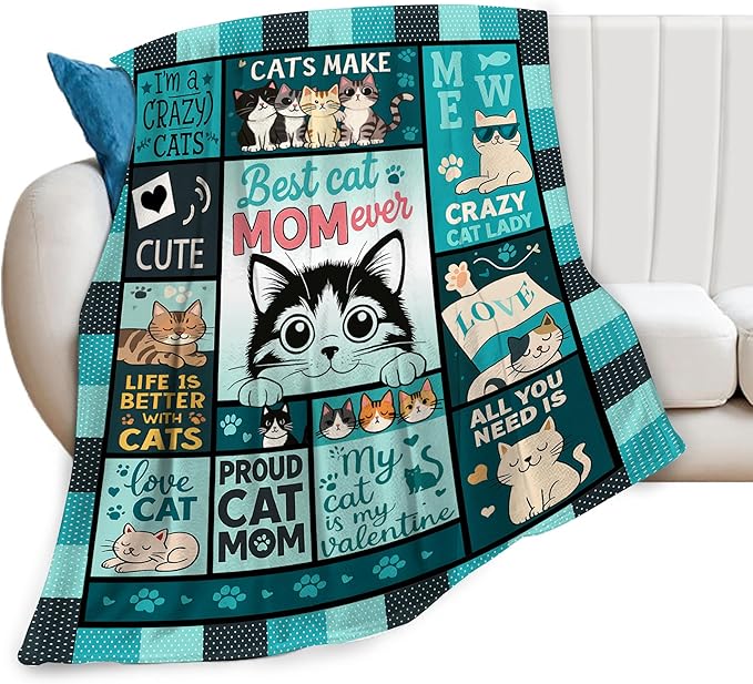 Cat Blanket Cute Cat Throw Blanket Kitten Soft Cozy Fleece Fuzzy Stuffed Plush Flannel Gifts for Girls Women Boys Kids Adults 60"X80"
