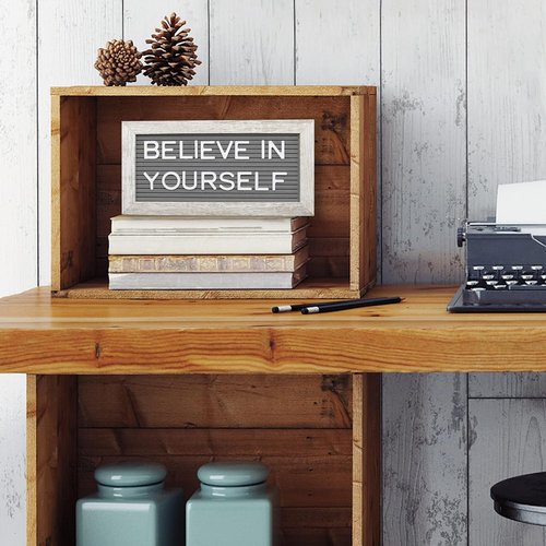 Framed Gray Letterboard - 180 Letters & Symbols Included | 10” W x 5” H, Secure Grooves for Easy Display