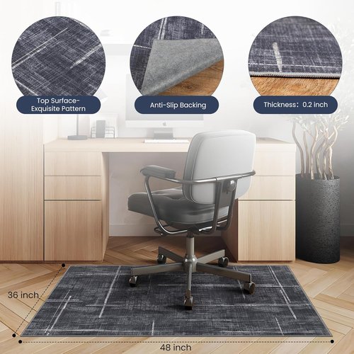 Regine Switzerland Office Chair Mat - Heavy Duty 36" x 48" Anti-Slip Rug for Hardwood & Tile Floors