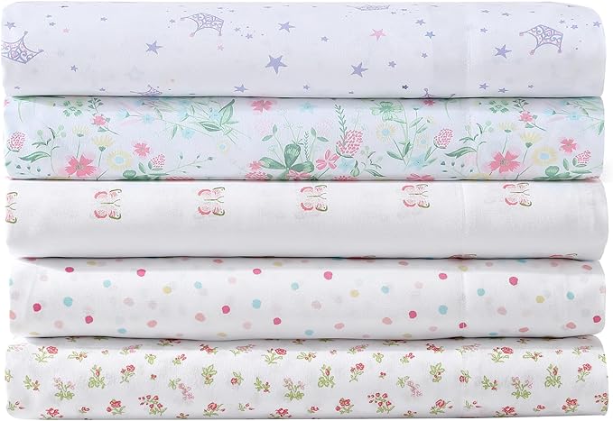 Laura Ashley Kids - Full Size Sheet Set, Soft & Wrinkle-Resistant Toddler Bedding, Fun & Whimsical Bedroom Decor, Ideal Girl Room Essentials (Posey Dance Pink)