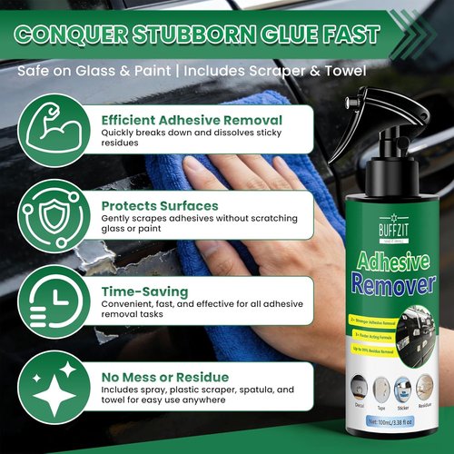 Adhesive Remover Spray Kit by [Brand Name] - Safe for Car Paint | Removes Stickers, Tape & Residue - 3.38 fl oz