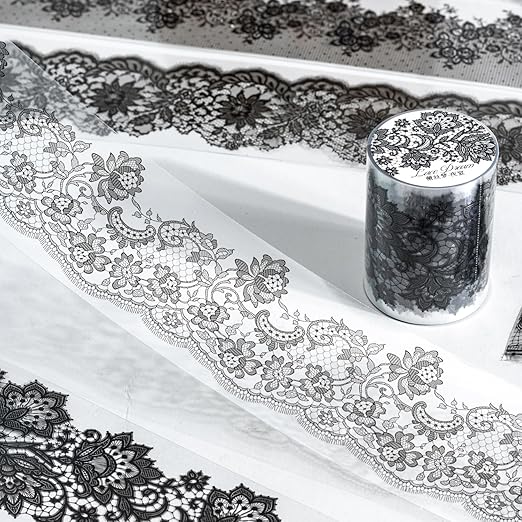 AuriicLeaf Lace Dream PET Tape Set, 6 Rolls of Elegant Floral Stickers for Scrapbooking, Journaling, DIY Crafts, and Art Supplies