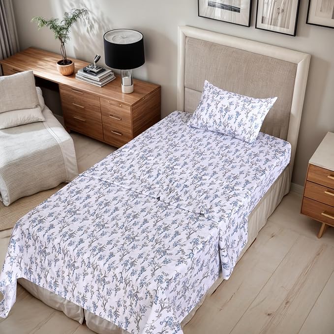 RUVANTI 100% Organic Cotton Sheets Twin Size, Percale Weave, GOTS Certified, 3-Piece Set, Deep Pocket 15", Crisp & Breathable, Soft Durable Bedding, Sábanas Algodón Orgánico – Deluxe