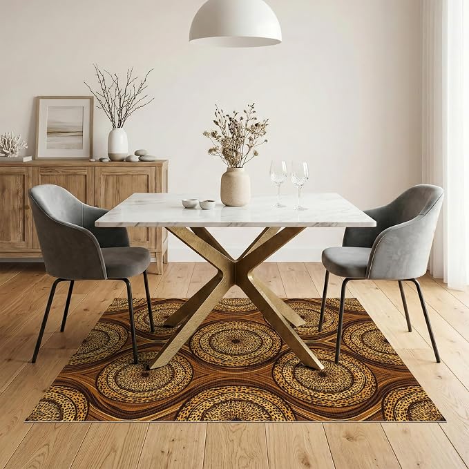 5'x7' Washable Flatwoven Rug, Orange Abstract Leopard Print Stain Resistant Area Rug for Guest Room, Lounge, Apartment, Non-Slip Low Profile Floor Covering | Ref:2229844