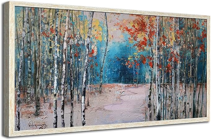 Ardemy Framed Birch Tree Canvas Wall Art for Living Room Large Forest Pictures Wall Decor Paintings Landscaper Nature Artwork Bedroom Dining Room Home Office, 40"x20"