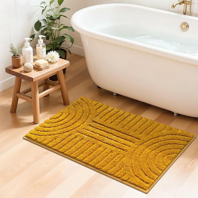 SHACOS Super Soft Bathroom Runner Rugs 20"x32" Non Slip Boho Bathroom Mats Microfiber Absorbent Carpet for Bath Room Machine Washable Shaggy Bath Rugs for Shower Bathtub Home Decor, 1'8" x 2'8"