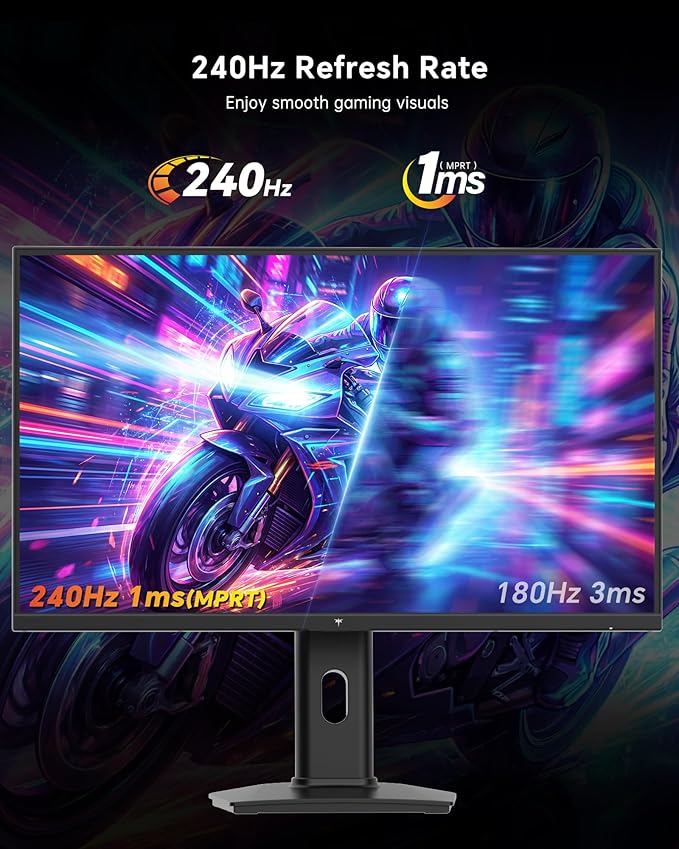 KTC 27 Inch 240Hz Gaming Monitor - FHD 1080P Monitor Fast IPS with Adaptive Sync, 1ms(MPRT), 131% sRGB, HDMI Displayport, Tilt Pivot Height Adjustment, Vesa Monitor, White, H27F7