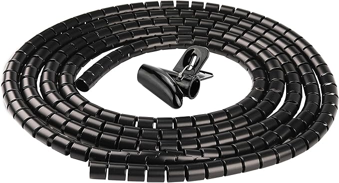 Cable Sleeve Organizer 118Inch Coiled Tube Sleeve Cable Management Sleeve for Home Office PC TV Black