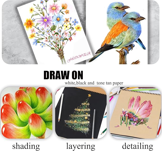 KALOUR 72 Count Colored Pencils for Adult Coloring Books, Soft Core,Ideal for Drawing Blending Shading,Color Pencils Set Gift for Adults Kids Beginners