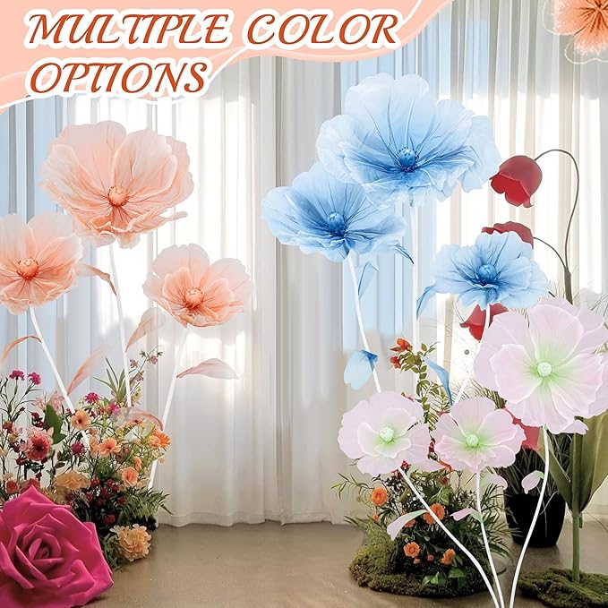 5.57FT Wedding Giant Flowers Huge Artificial Orange Silk Floral with Stand Base for Birthday Ceremony Party Event Mall Window Display Decoration