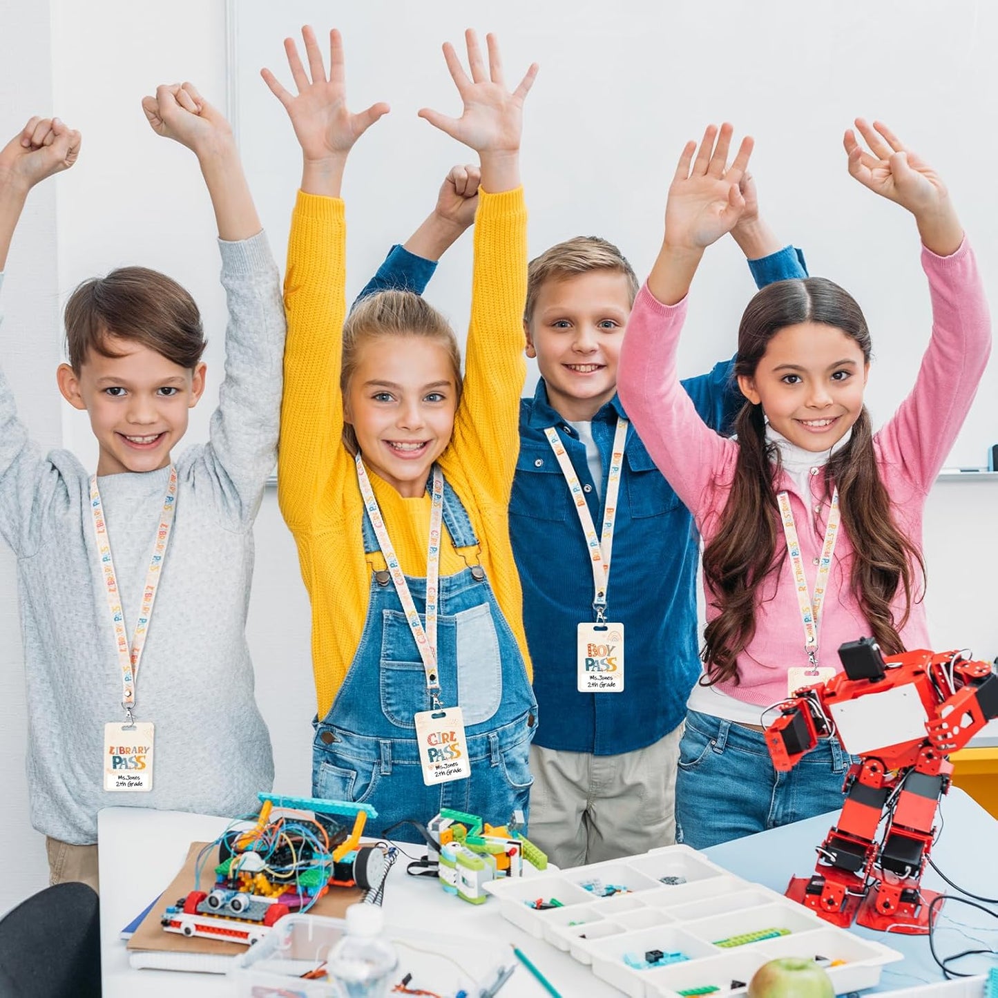 Skiennix Hall Passes - 6 PVC Lanyards for Classrooms | Ideal for School, Library & Office Use