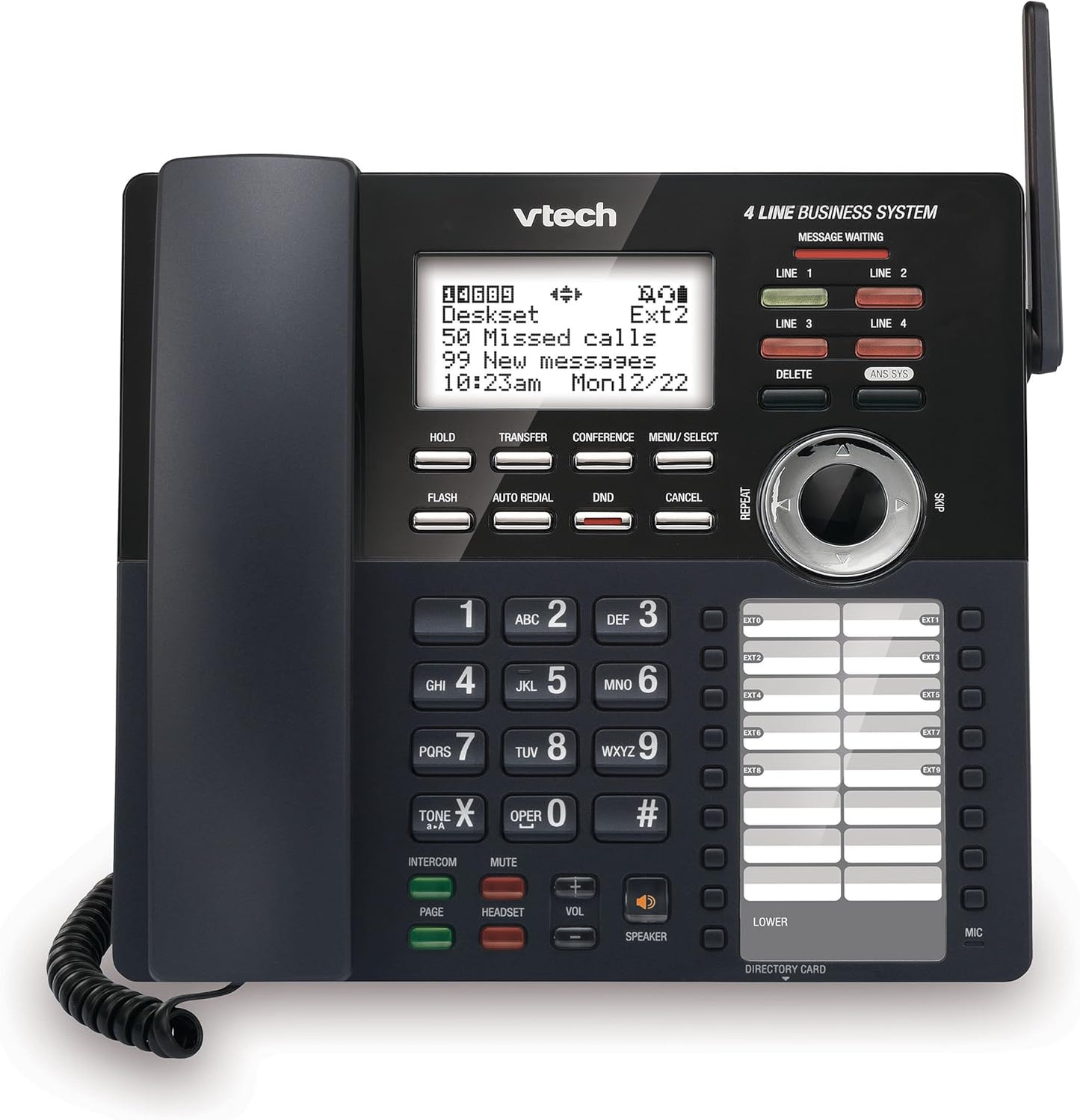 VTech AM18247 Extension Deskset - Compatible with AM18447 Small Business System | Sleek Black Design