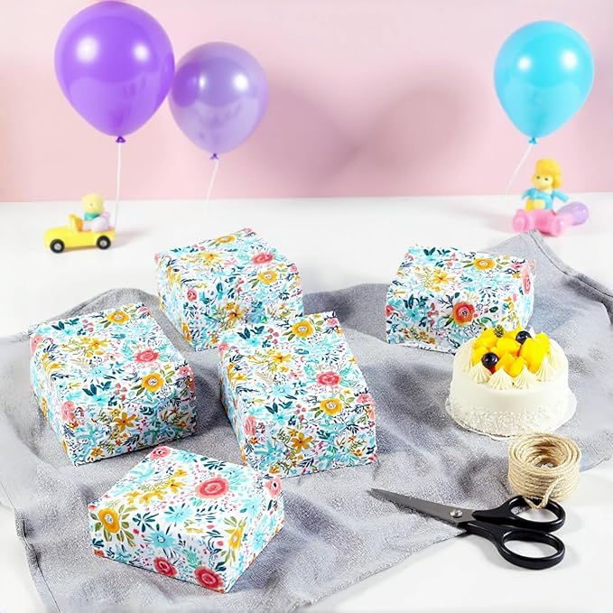 Miss DuiDui Foral Gift Wrapping Paper Roll, 17 inch x 32.8 feet, Colorful Spring Summer Flower Design for Birthday, Wedding, Valentines' Day, Anniversary, Bridal Shower, Baby Shower