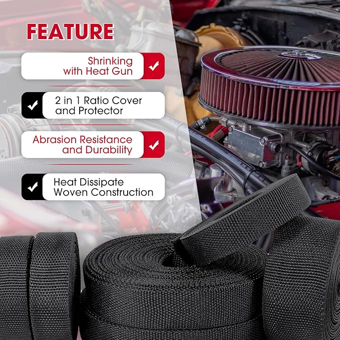 2 in 1 Heat Shrink Braided Sleeving Fabric Tubing-Ideal fit Irregular Shape Hose/Cable/Wire (1/2"(12mm), 60FT)