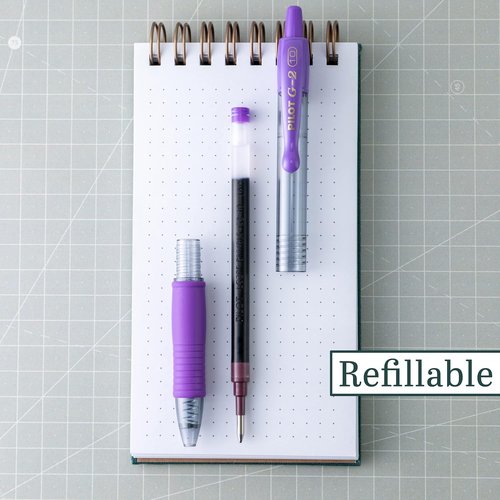 Pilot G2 Gel Pens - Retractable Bold Point 1.0mm - Purple Ink, 6 Count for Smooth Writing