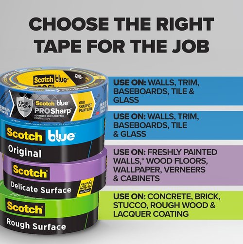ScotchBlue™ Painter's Tape - 1" x 60 Yd for Clean Edges and Easy Application