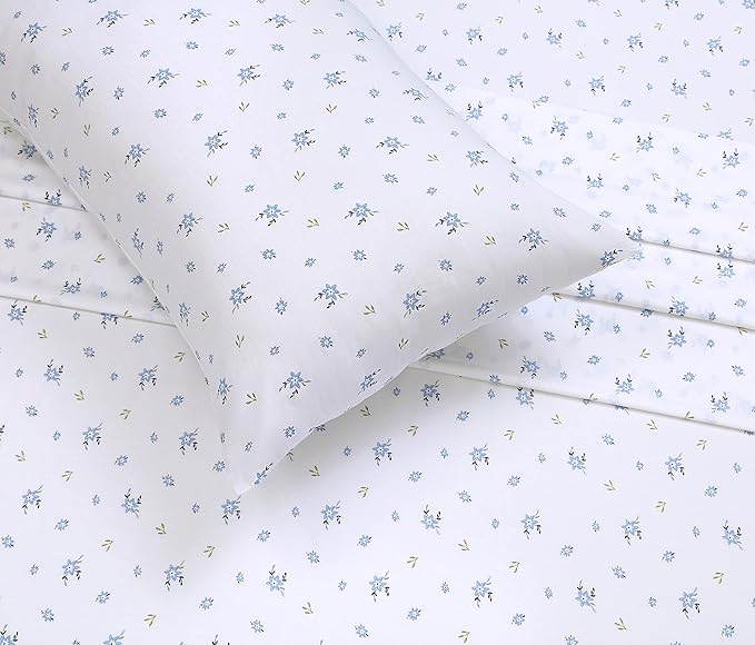 RUVANTI 100% Cotton Full Size Bed Sheets, 4 Pieces, Soft & Breathable Percale Weave Bedding, Deep Pocket 16", Hotel Standard, Crisp Cool Feel, Durable, Perfect Sheet Set Floral, Phulkari