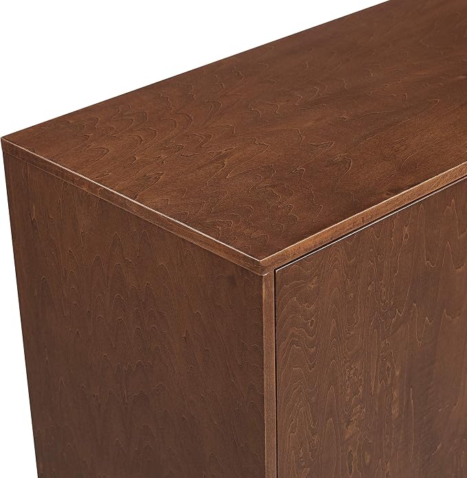 Walker Edison Mid-Century Modern Wood Kitchen Buffet Sideboard Entryway Serving Storage Cabinet Doors Dining Room Console, 70 Inch, Walnut