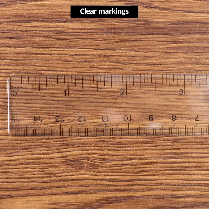 QWORK 6 Inch Rulers Bulk Clear Plastic Flexible Rulers with Inches and Centimeters, 100 Pcs Anti-Break Small Straight Ruler, School Office Supplies