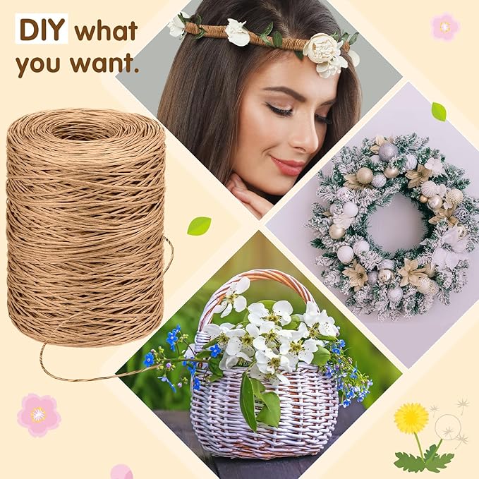 Syhood 1345 Feet Floral Vine Bind Wire Rustic Wrapping Wire for Flower Bouquets(Light Coffee)