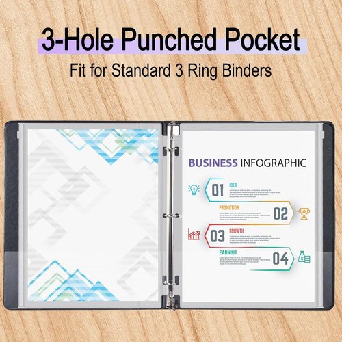 Antner 8-Pack Clear Binder Pockets - Waterproof PVC Document Organizers for 3-Ring Binders