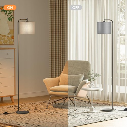 SIBRILLE Dimmable Floor Lamp - Modern Tall Standing Lamp with Remote & 3 Color Temperatures | Linen Shade