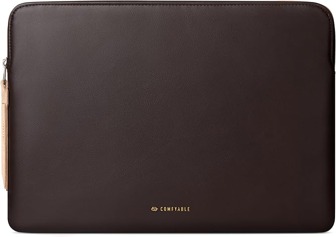 Comfyable Slim Laptop Sleeve Compatible with 13 Inch MacBook Air 13 in M4 M3 M2 M1, 13" MacBook Pro, PU Leather Bag Water-Resistant Cover Case, Chocolate
