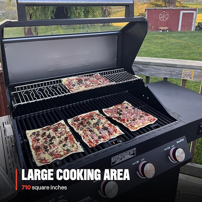 Monument Grills 4+1 Liquid Propane Gas Smart BBQ Grill, 4 Burners & 1 Side Burner Denali 425 with Smart Technology and Knob Controls, Black