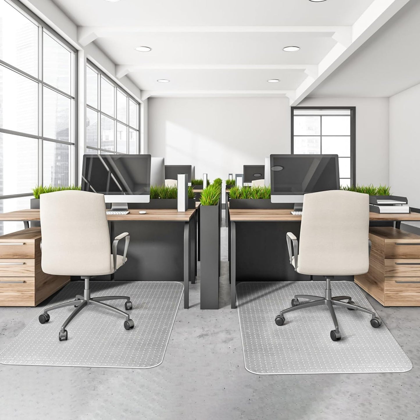 Skiennix Office Chair Mat - Thick Clear Carpet Protector, 48'' x 60'' | Easy Glide & Non-Curling Design
