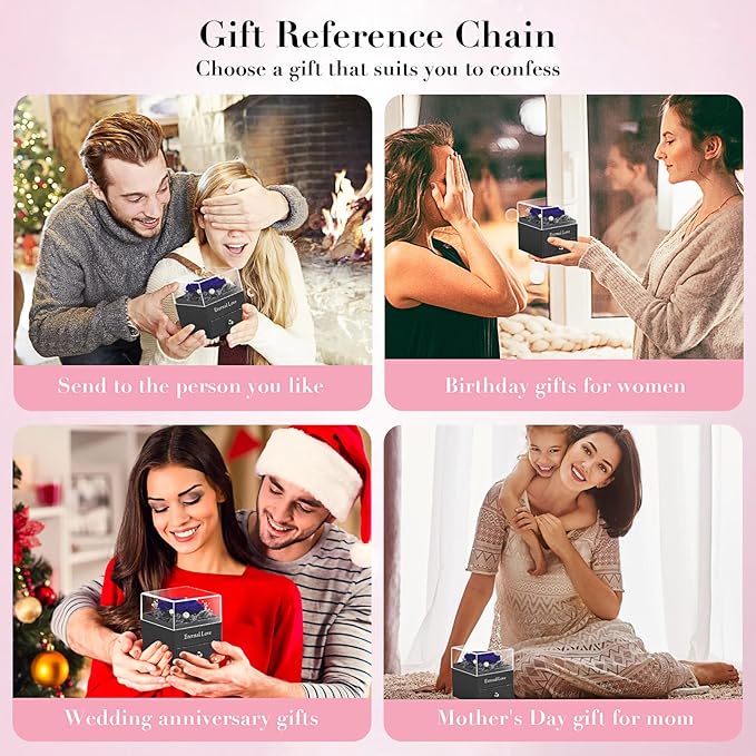 SHOKUTO Preserved Rose,Birthday Gifts for Women Mom Girlfriend,Gifts for Mom Grandma Wife Daughter Sister,Jewelry Boxes with Necklace