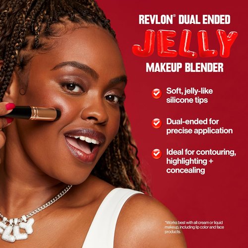 Revlon Dual Ended Jelly Makeup Blender Tool - Silicone Applicator for Blush, Bronzer & More | 1 Count
