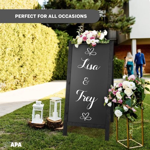 Ilyapa A-Frame Chalkboard Sidewalk Sign - Sturdy 58 x 27 Inch Folding Menu Display | Black Magnetic Design